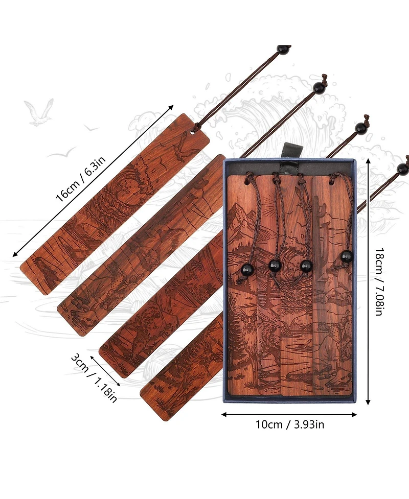 Gnuadz Wood Bookmark Adventure Scenery Carving Gift