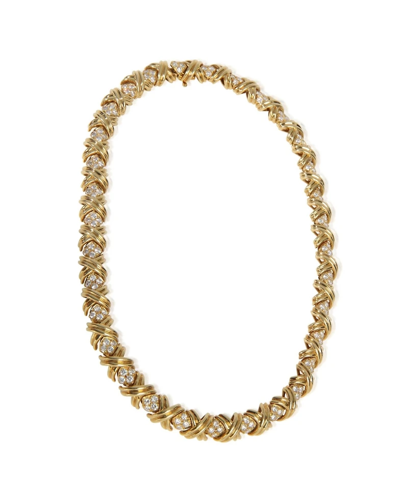 Pre-Owned Tiffany & Co Yellow Gold Diamond X Collection Necklace