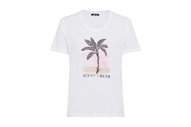 Olsen Women's Embroidered Placement Print T-Shirt