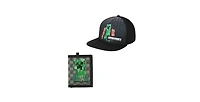 Minecraft Boys Charged Creeper Youth 2-Pack Curved Bill Snapback Hat & Bi-Fold Wallet Combo Set
