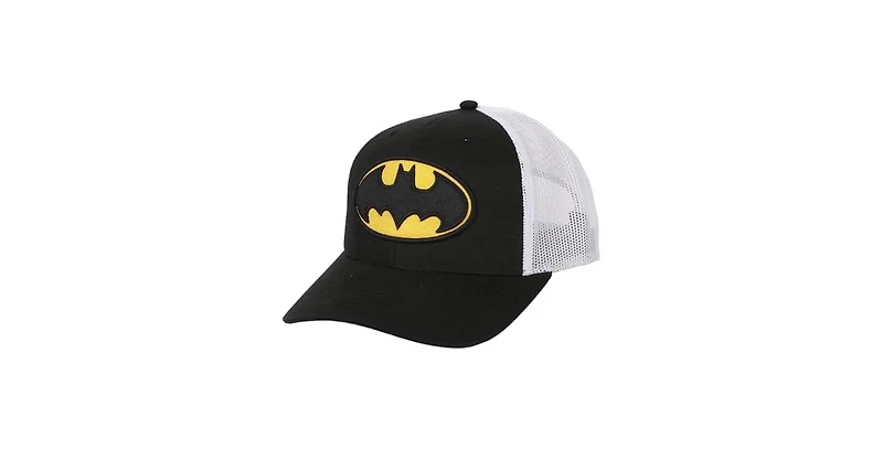 Batman Men's Embroidered Logo Black Trucker Hat