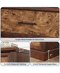 homfan 6-Drawer Dresser for Bedroom, Farmhouse Chest of Drawers with Metal Handles, Wide Storage Cabinet Living Room Hallway