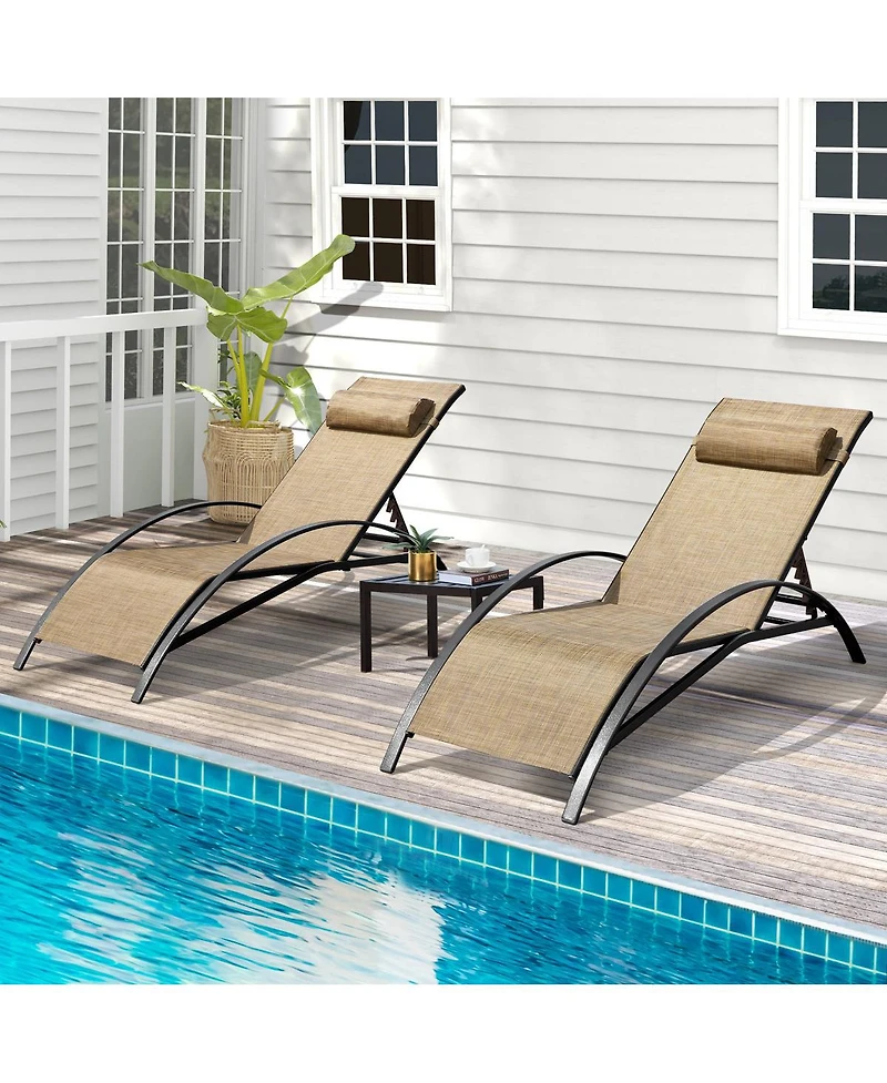 Erommy Outdoor Chaise Lounge Set with Table