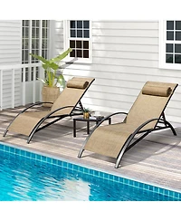 Erommy Outdoor Chaise Lounge Set with Table