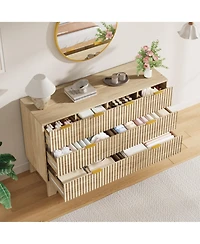 homfan 8 Drawer Dresser for Bedroom, 47" Wide Fluted Chest with Metal Handle, Modern Wooden Tv Stand, Clothes Organizer for Hallway, Entryway
