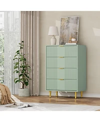 homfan Tall Modern Fluted Dresser with Metal Handles, Space-Saving Wooden Storage Chest Multi Drawer Options for Bedroom, Living Room and Hallway