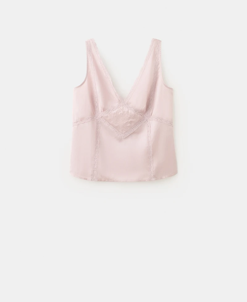 Mango Women's Embroidered Finish Pajama Top