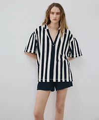 Mango Women's Striped Terry Cotton Sweatshirt
