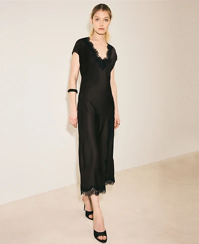 Mango Women's Satin Lace Dress