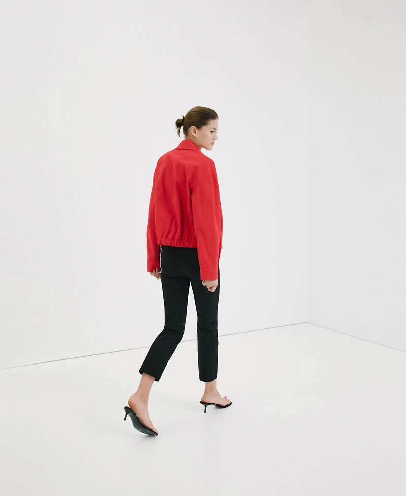 Mango Women's Shirt Collar Bomber Jacket