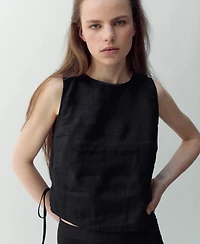 Mango Women's Bows Linen Top