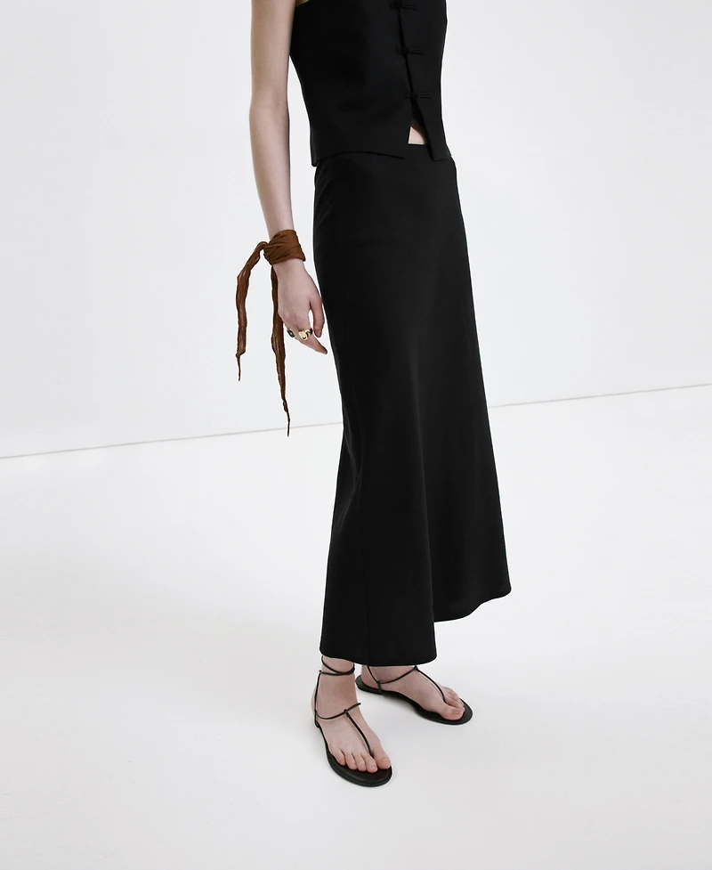 Mango Women's Linen-Blend Straight Skirt