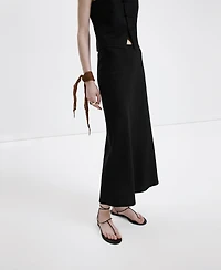Mango Women's Linen-Blend Straight Skirt