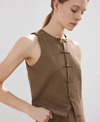 Mango Women's Linen Toggle Vest