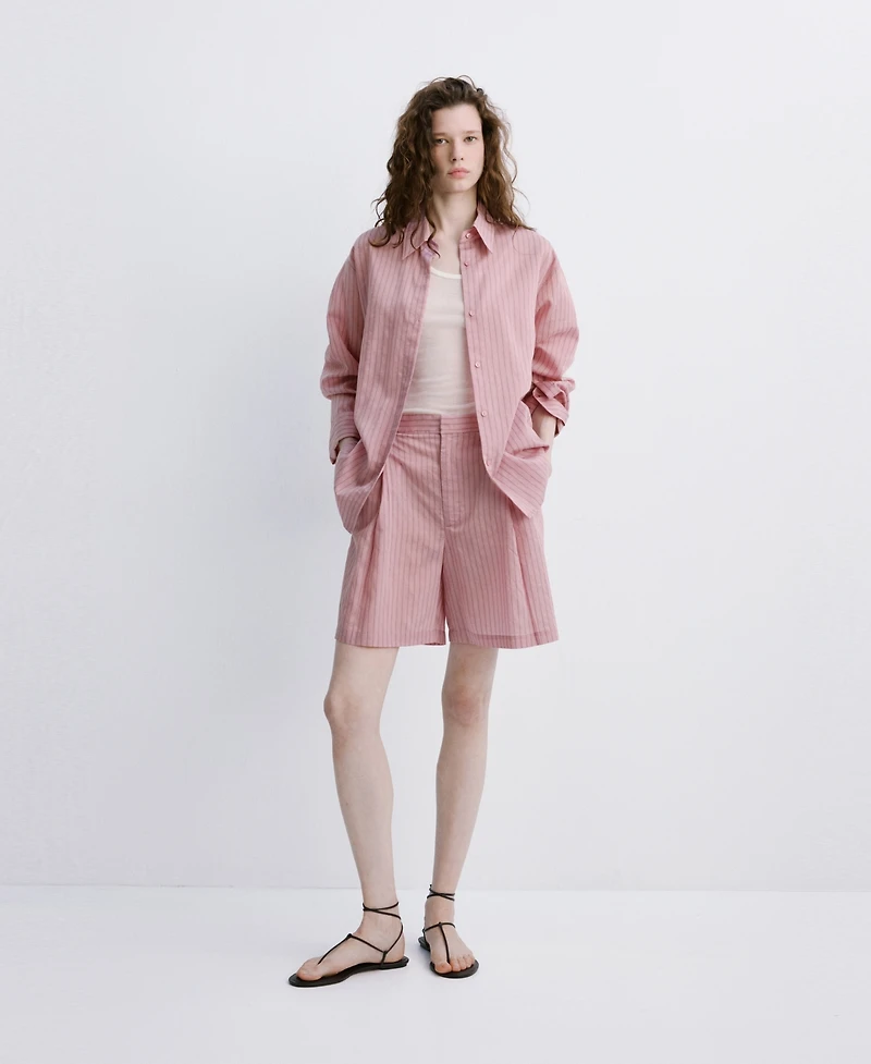 Mango Women's Straight Pinstripe Bermuda Shorts