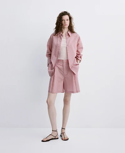 Mango Women's Straight Pinstripe Bermuda Shorts