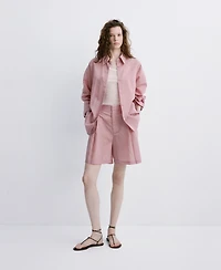 Mango Women's Straight Pinstripe Bermuda Shorts