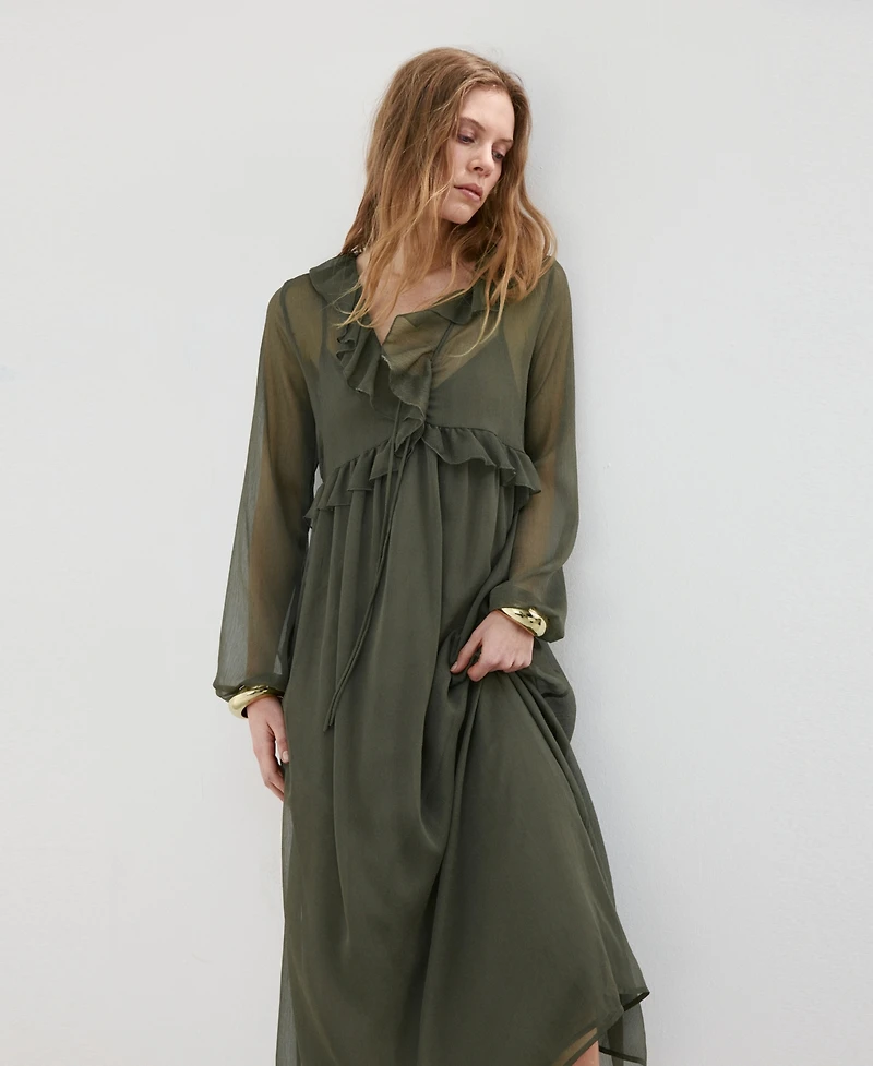 Mango Women's Ruffles Flowy Dress