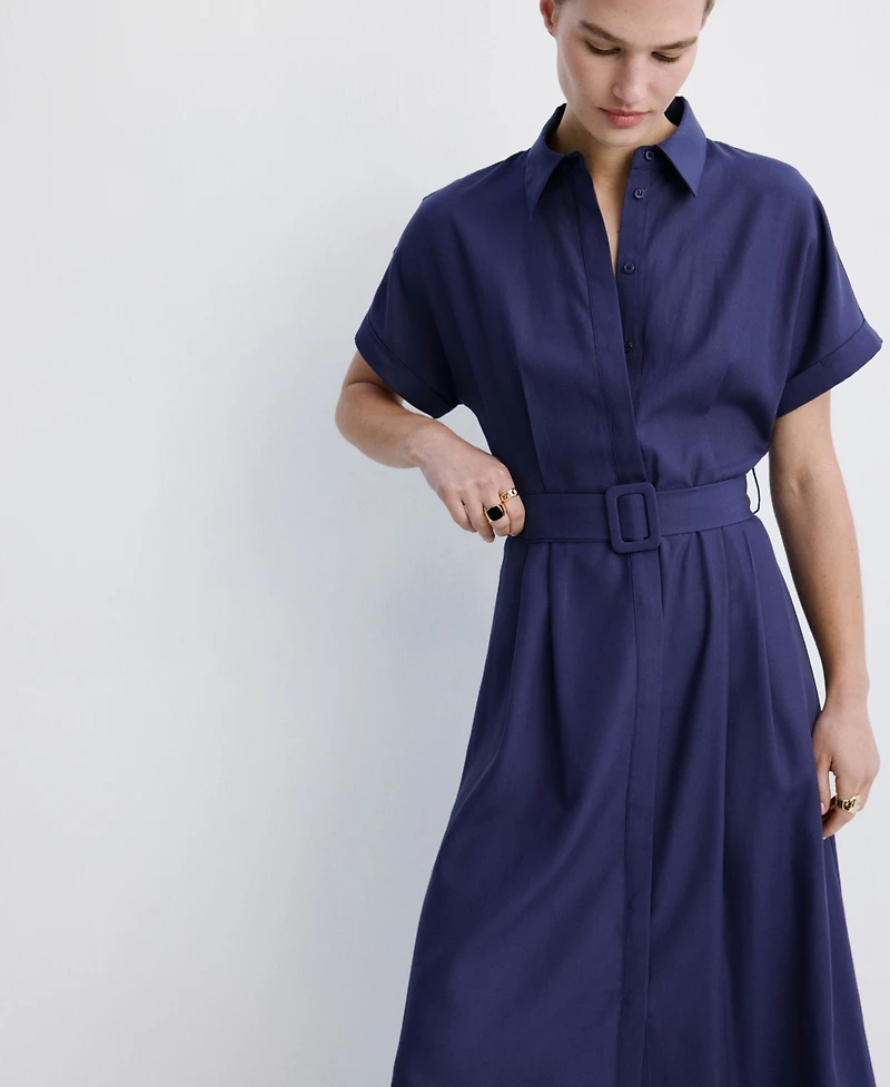 Mango Women's Belted Lyocell Shirtdress