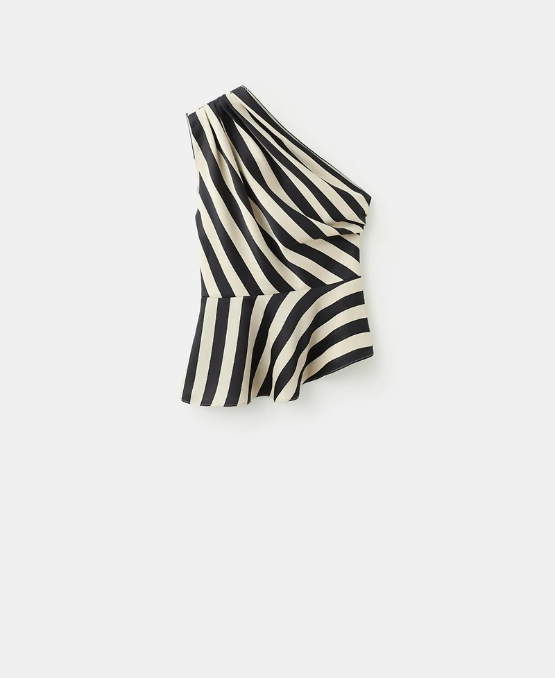 Mango Women's Striped Asymmetrical Top
