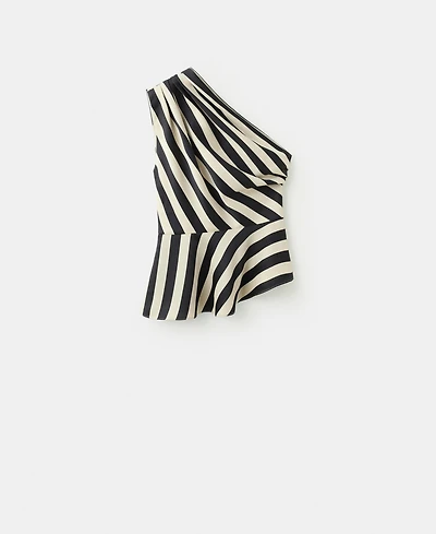 Mango Women's Striped Asymmetrical Top