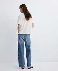 Mango Women's Contrasting Stripe Low-Rise Jeans