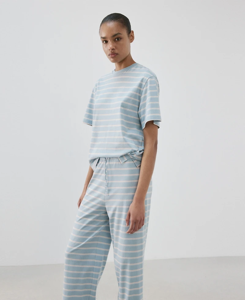 Mango Women's Cotton Striped Pajama Pants