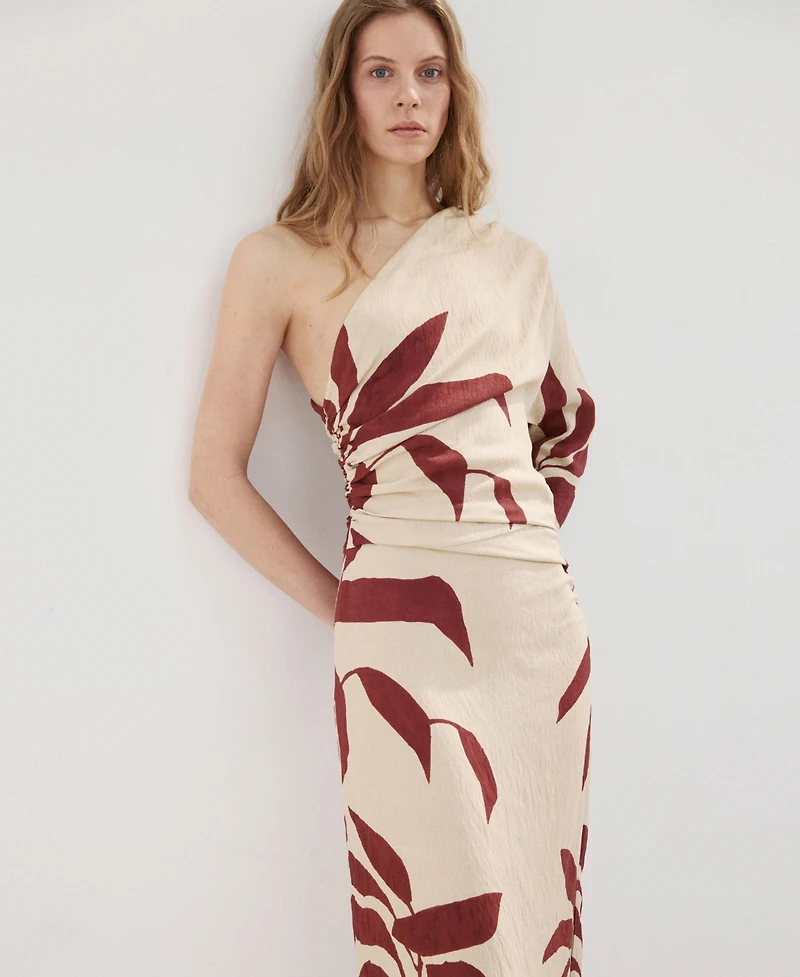 Mango Women's Gathered Body Asymmetrical Dress