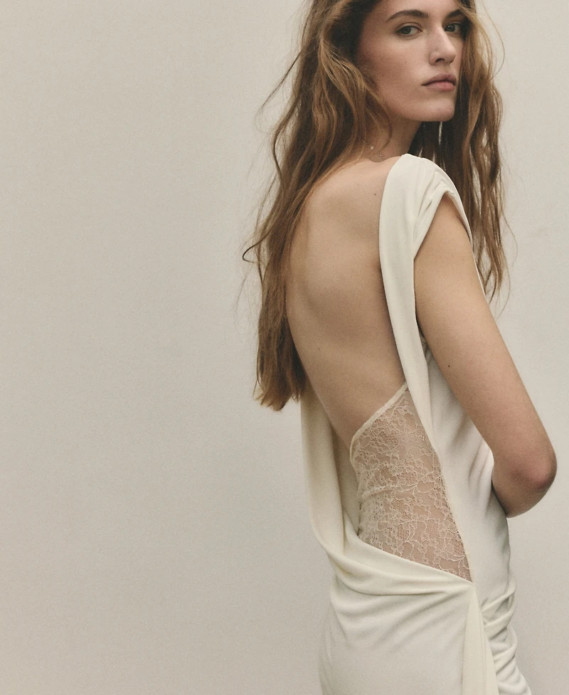 Mango Women's Open-Back Lace Dress
