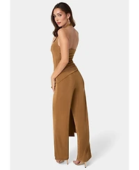 Bebe Women's Slinky Drop Waist Halter Jumpsuit