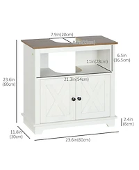 Busdays White Farmhouse Bathroom Sink Cabinet Pedestal Sink Storage Cabinet with Double Doors and Shelves