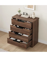gaomon 4 Drawers Nightstand for Bedroom, Modern Bedside Table with Built-in Handles Design, For Living Room, Bedroom, Entryway