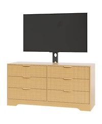 gaomon 6 Drawers, Wood Dresser Entertainment Center, Modern Media Console Table for Living Room, Bedroom