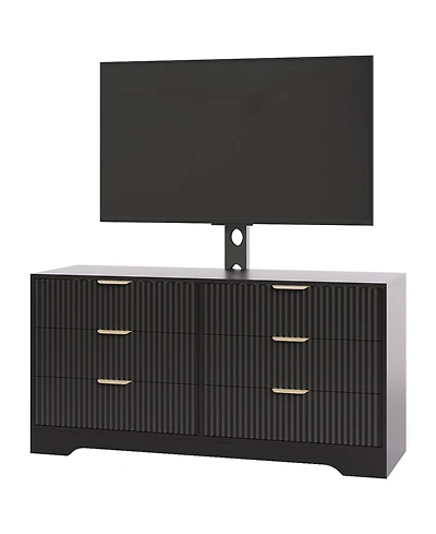 gaomon 6 Drawers, Wood Dresser Entertainment Center, Modern Media Console Table for Living Room, Bedroom