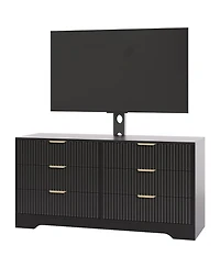 gaomon 6 Drawers, Wood Dresser Entertainment Center, Modern Media Console Table for Living Room, Bedroom