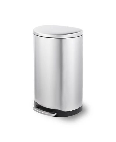 Mega Casa 40 Liter Stainless Steel Semi-round Step-on Trash Can for Kitchen
