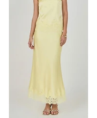 endless rose Women's Satin Lace Midi Skirt