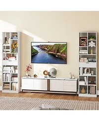 Gymax 71'' Tall Bookcase with Drawer Modern Bookshelf with 10 Open Cubes Display Rack