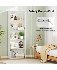 Gymax 2 Pieces 5-Tier Bookshelf Open Bookcase Freestanding Display Shelf Storage Organizer