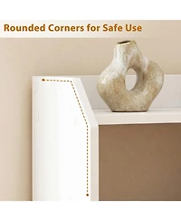 Gymax 2Pieces 3-Tier Desktop Bookshelf with Raised Top Guardrails Space-Saving Display Shelf