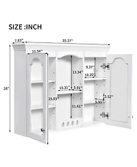 Busdays White Wall Mounted Medicine Cabinet Bathroom Wall Cabinet with 2 Glass Doors Over The Toilet Space Saver Storage Cabinet Ample Storage