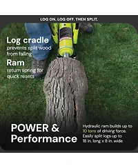 Sun Joe Hydraulic Steel Beam Log Splitter, 10 Ton Capacity Firewood Tool, LJ10M