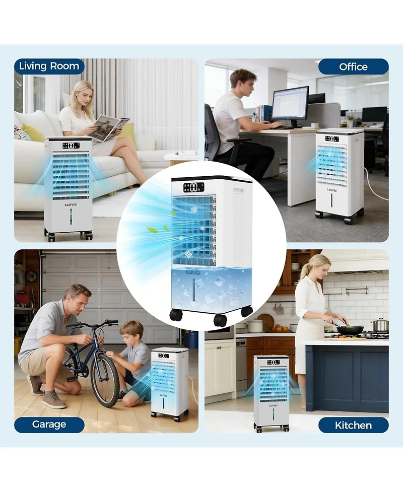 Xo 1.84Gal Portable Cooling Fan, Evaporative Air Cooler with Touch Screen, Remote for Bedroom, Home, Office