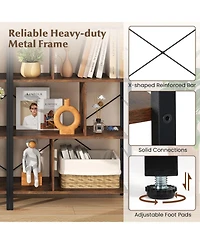 Gymax 61'' 5-Tier Bookshelf with Metal Frame 2 Anti-Tipping Devices for Living Room Office