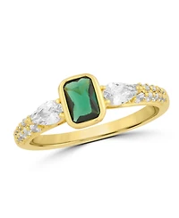 Simona Radiant Bezel-Set Rectangle Pearshaped Cz Ring