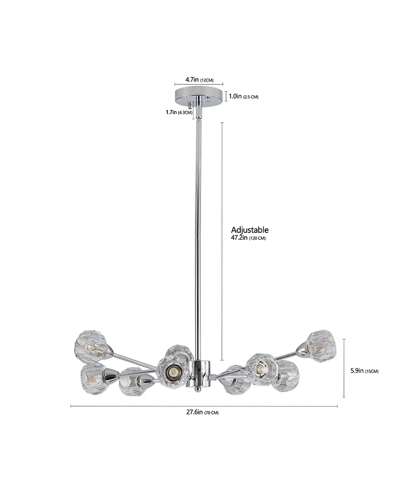 Clihome Modern Crystal Chandeliers, 9 Lights Chandelier, Kitchen Light Fixtures (Bulbs Not Included)