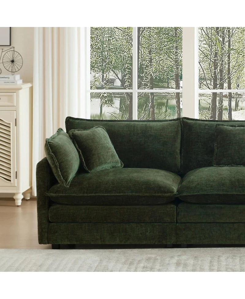 Maison Boucle 75.9'' Chenille Loveseat Sofa, Deep Seat 2 Seater, Solid Wood Frame