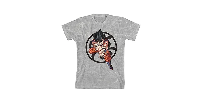 Dragon Ball Z Boys Goku w/ Symbol Graphic Youth Athletic Heather T-Shirt-xl