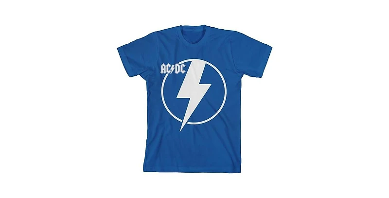 Ac/Dc Boys Acdc Thunderbolt Icon Crew Neck Short Sleeve Royal Blue T-shirt -Large