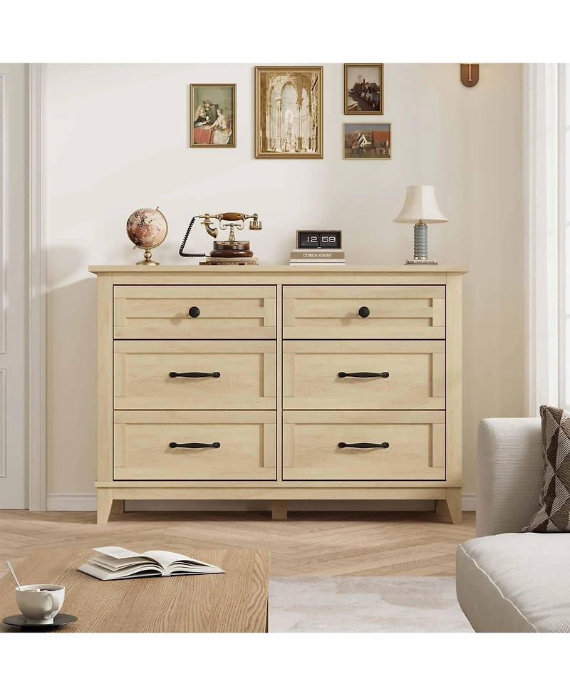 gaomon 6 Dresser for Bedroom, 47 in Wide Drawer Dresser with Storage Freestanding, For Living Room, Bedroom, Entryway